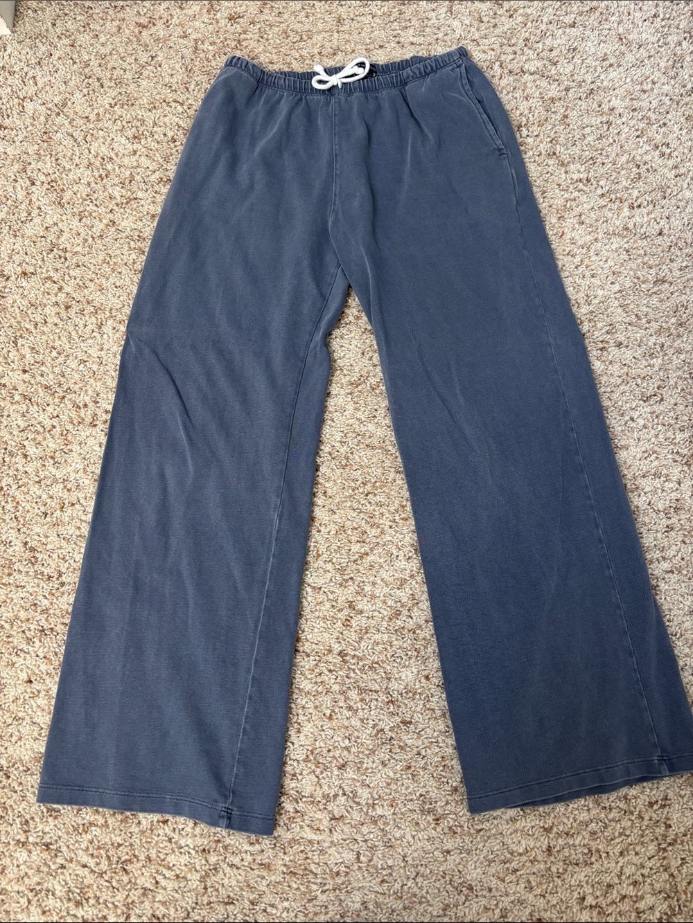 Brandy Melville Navy Wide-Leg Drawstring Pants